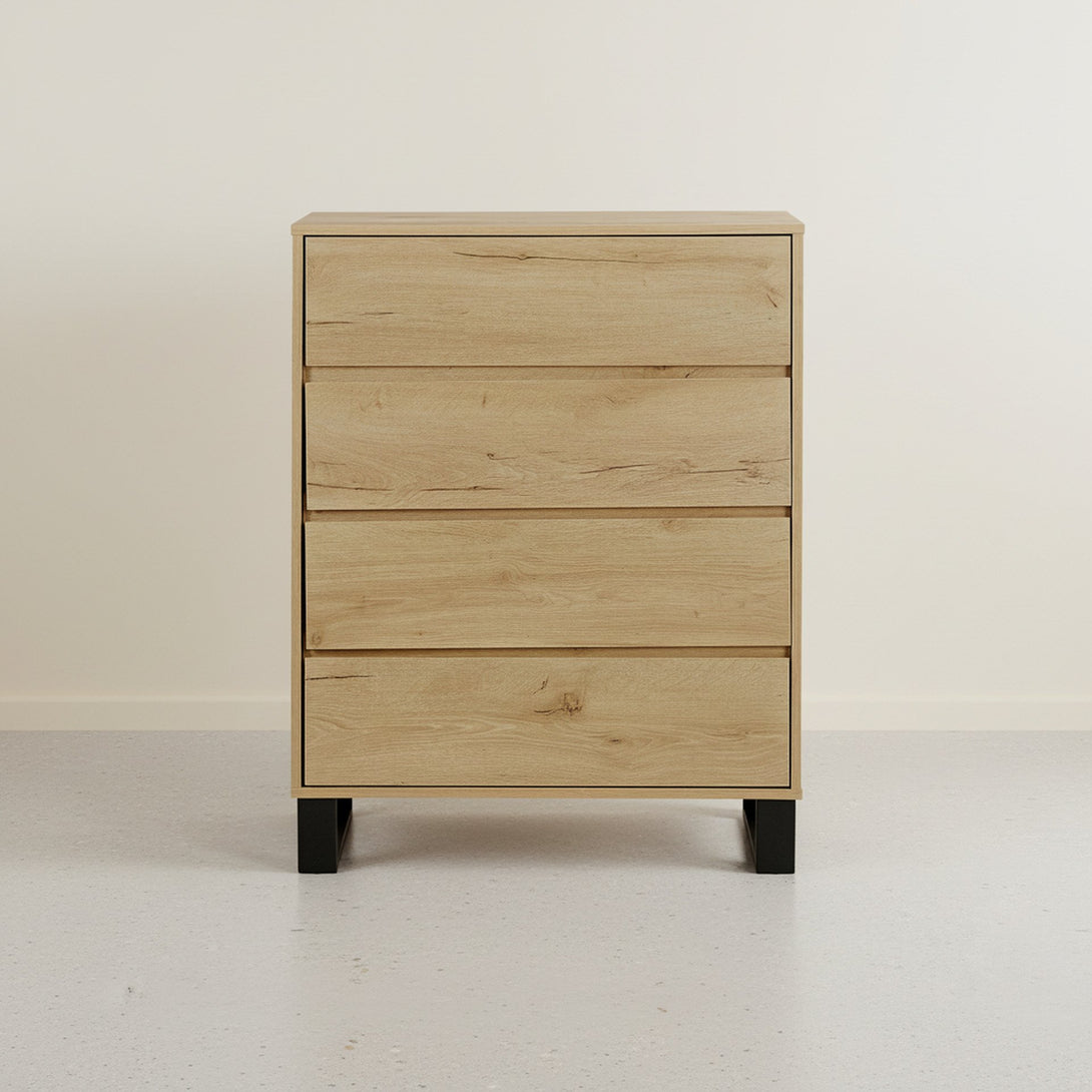 Frohna Tallboy 4 Drawer Chest Dresser - Oak