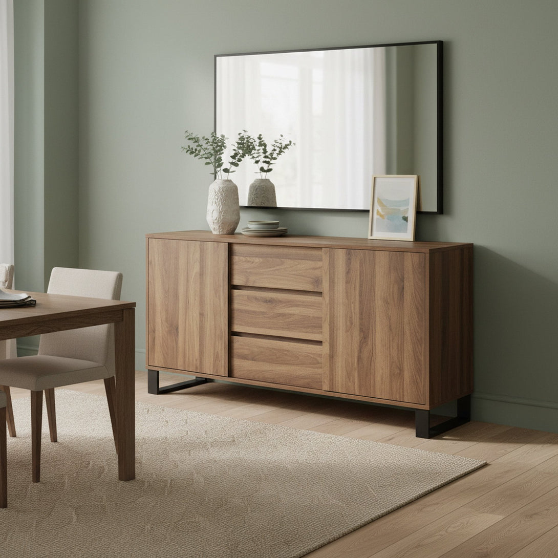 Frohna Sideboard Buffet Table with 3 Drawers - Walnut