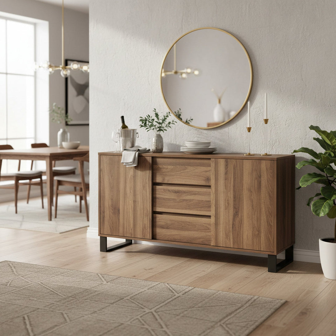 Frohna Sideboard Buffet Table with 3 Drawers - Walnut