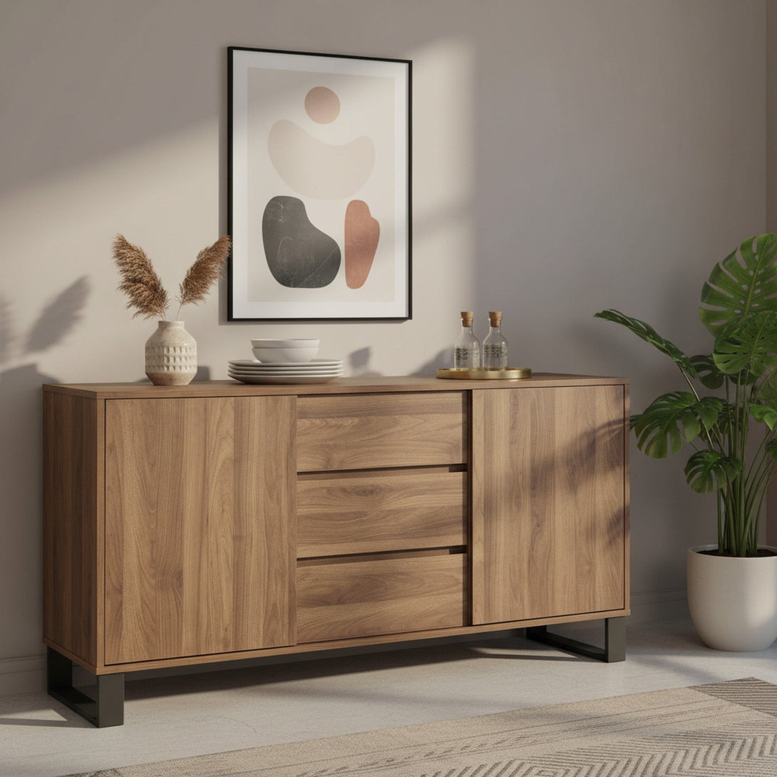 Frohna Sideboard Buffet Table with 3 Drawers - Walnut