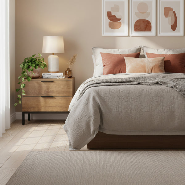 Ocala Wooden Bedside Table - Walnut