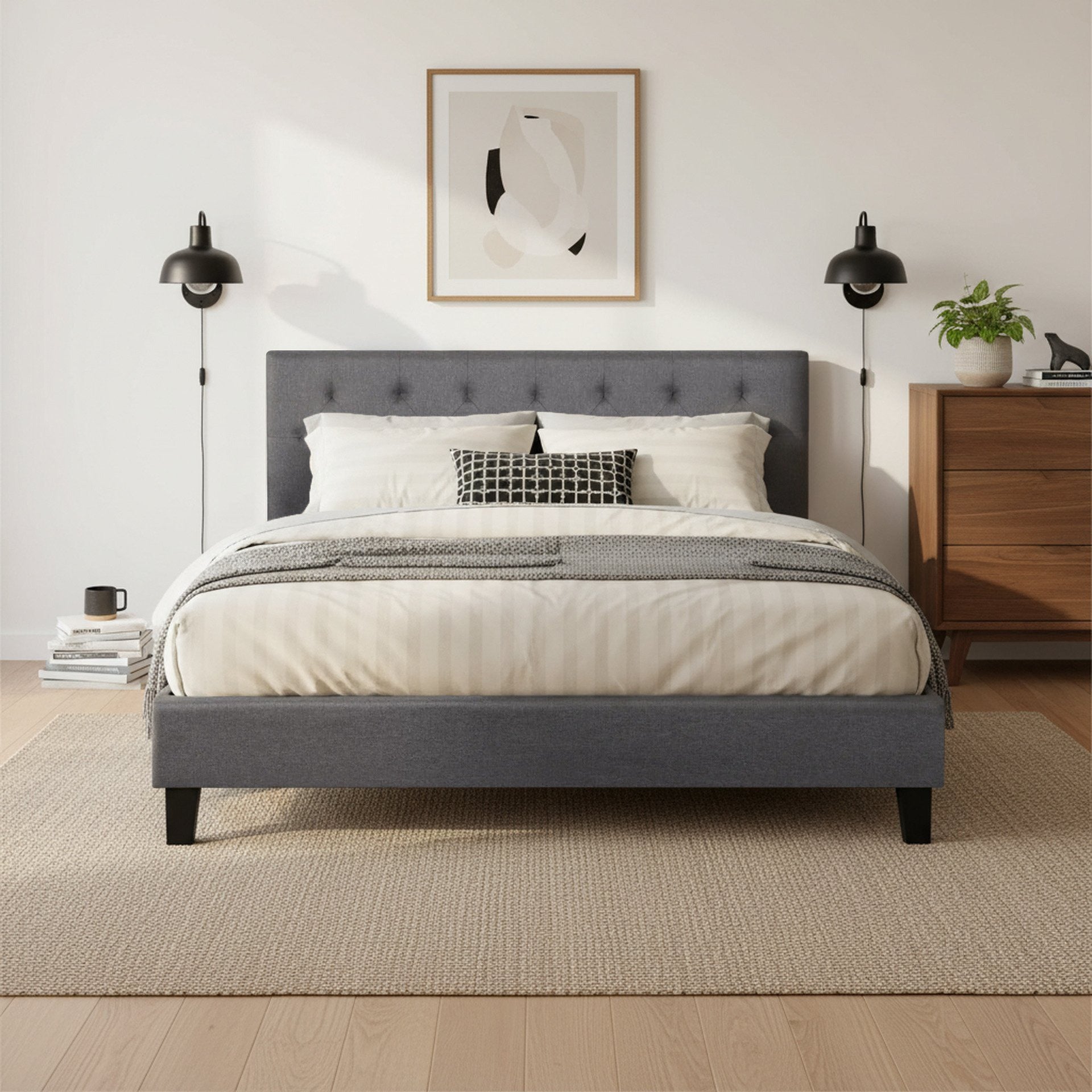 Blane Queen Bed Frame - Dark Grey | Stylish Comfort – Treasurebox