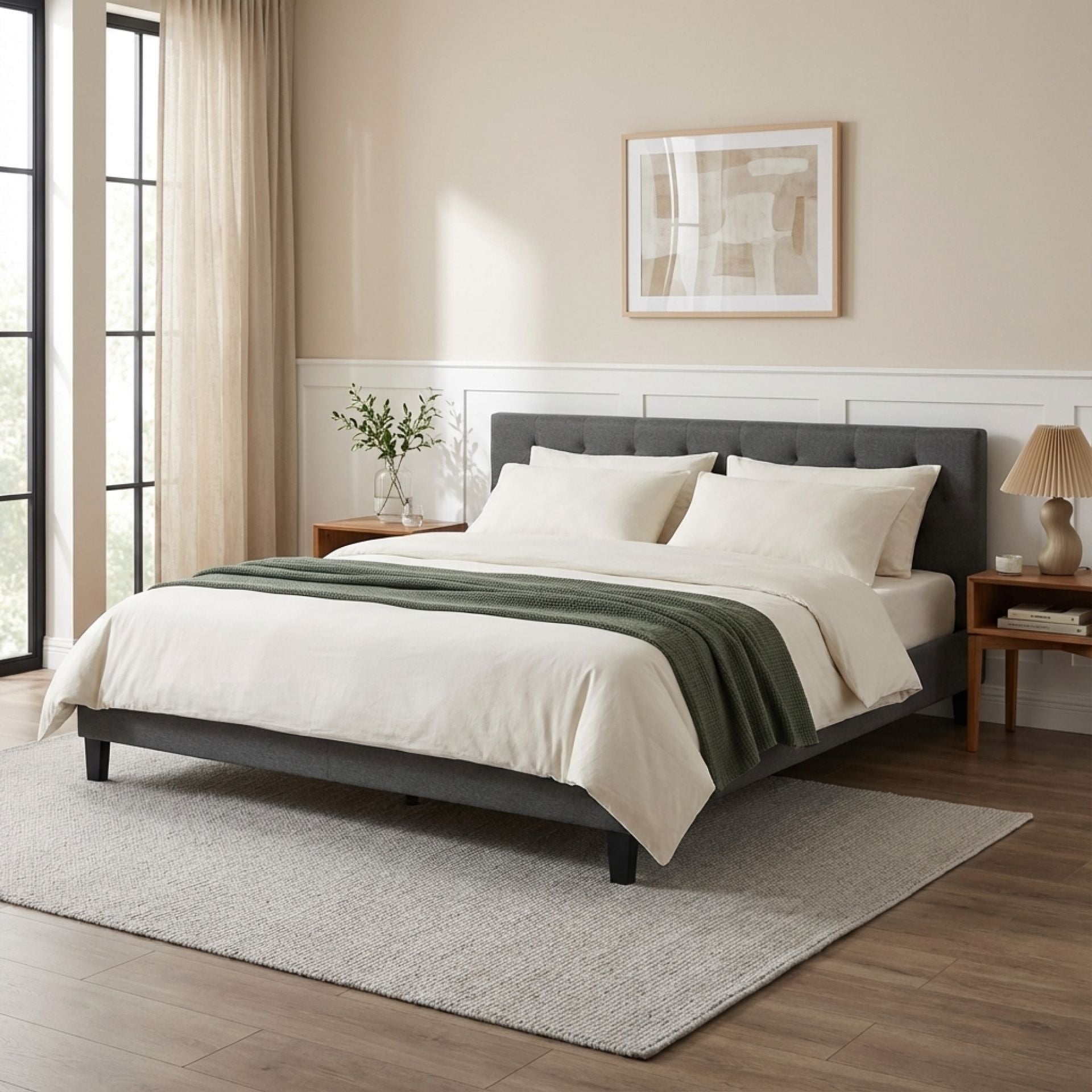 Blane Super King Bed Frame - Dark Grey | Elegant Design – Treasurebox