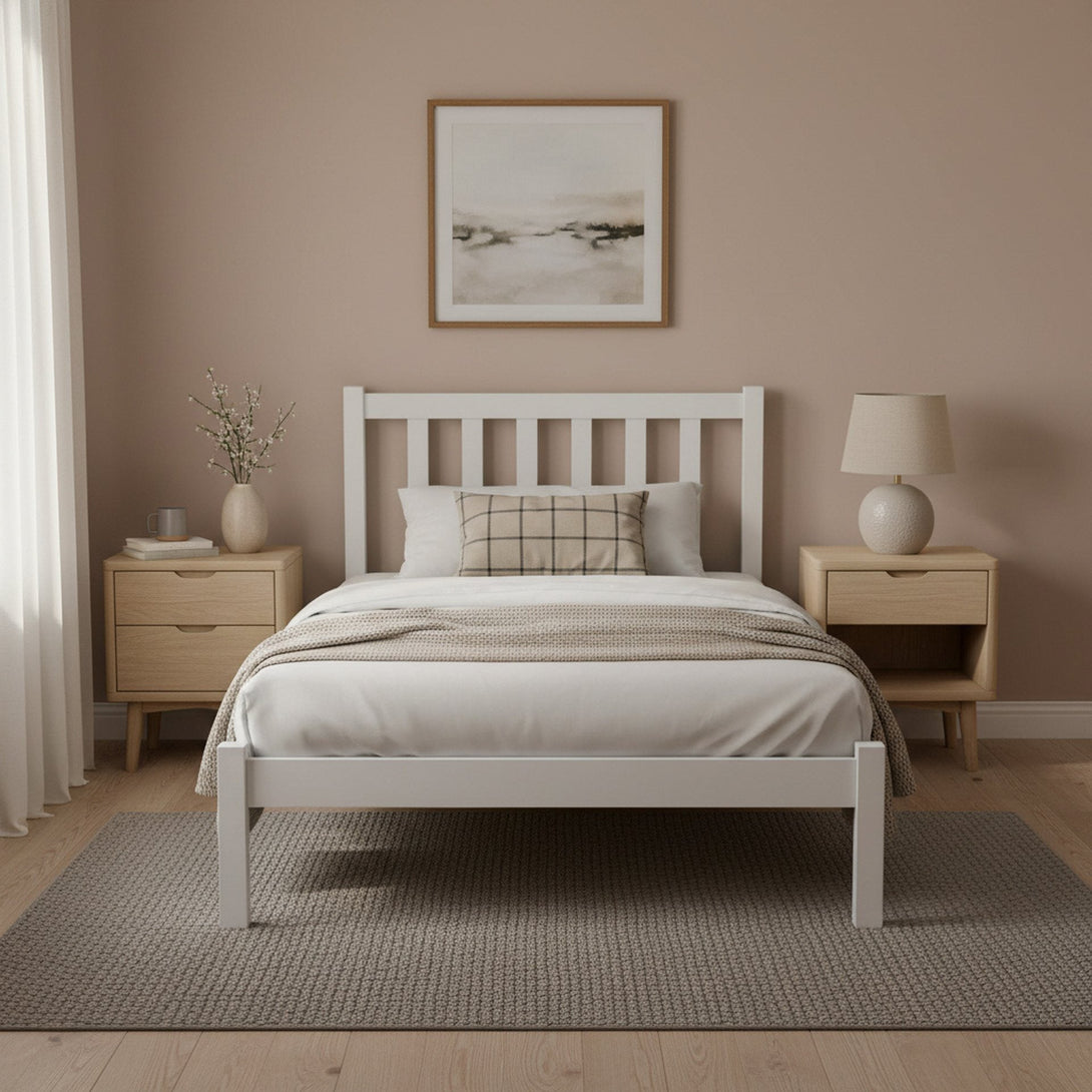 Baker Wooden Bed Frame - Timeless White Design – Treasurebox