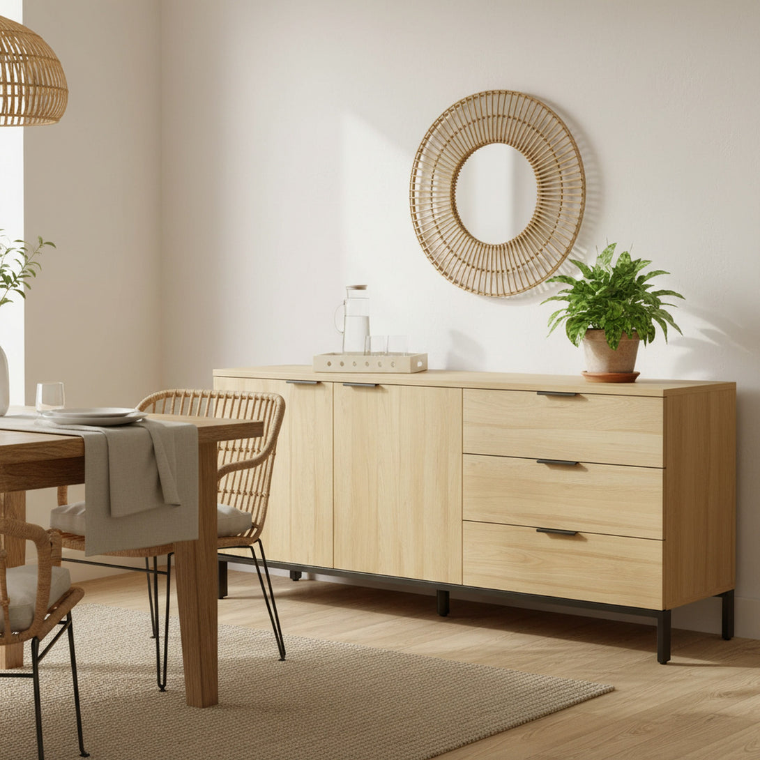 Ocala Sideboard Buffet Table with Drawer - Oak