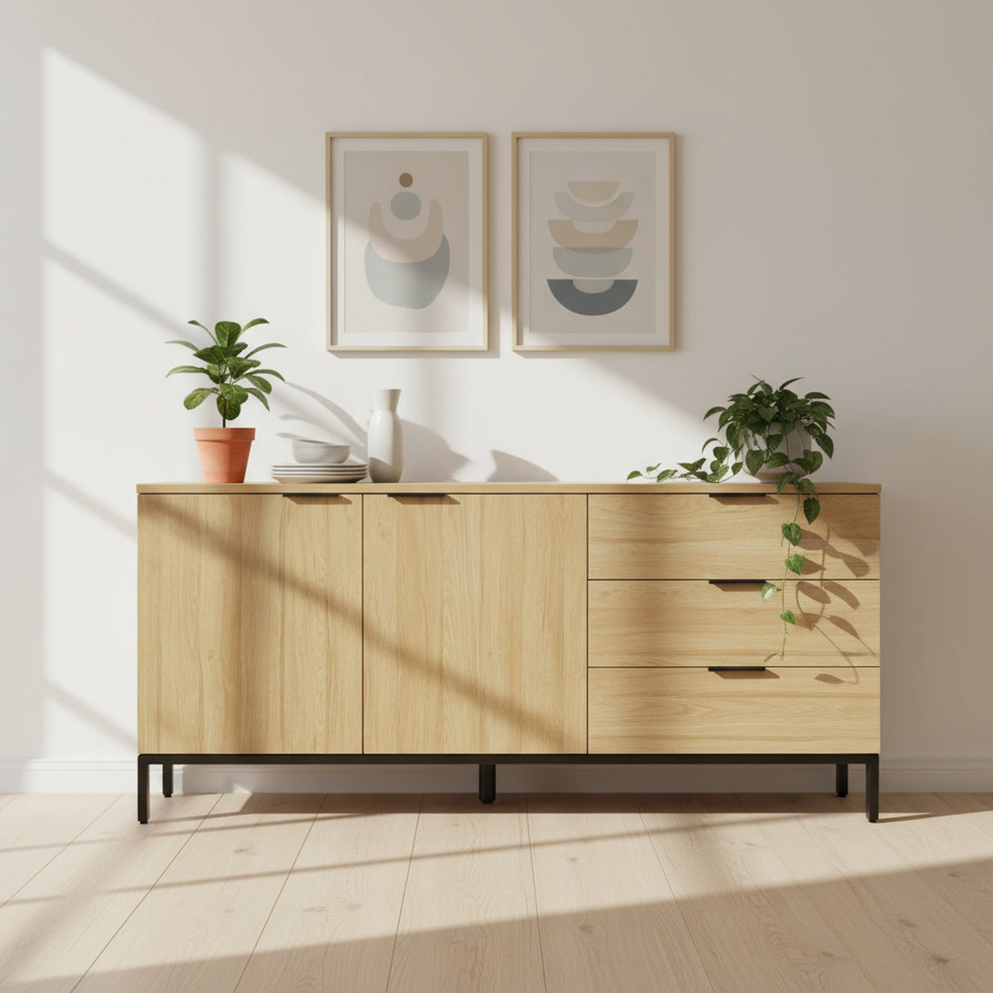 Ocala Sideboard Buffet Table with Drawer - Oak