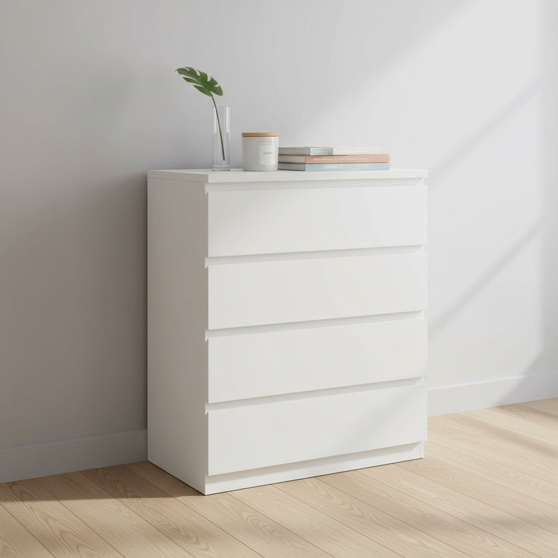 Tongass Wooden Tallboy 4 Drawers - White