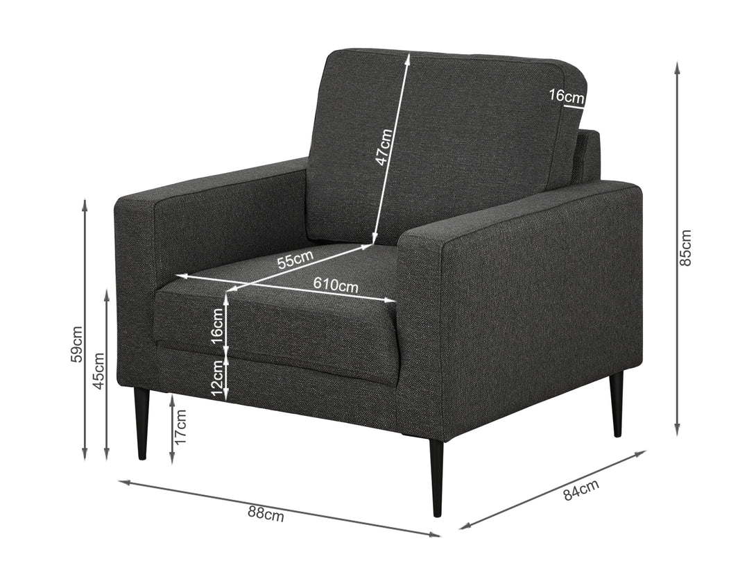 Treasurebox Toronto Occasional Fabric Chair - Dark Grey
