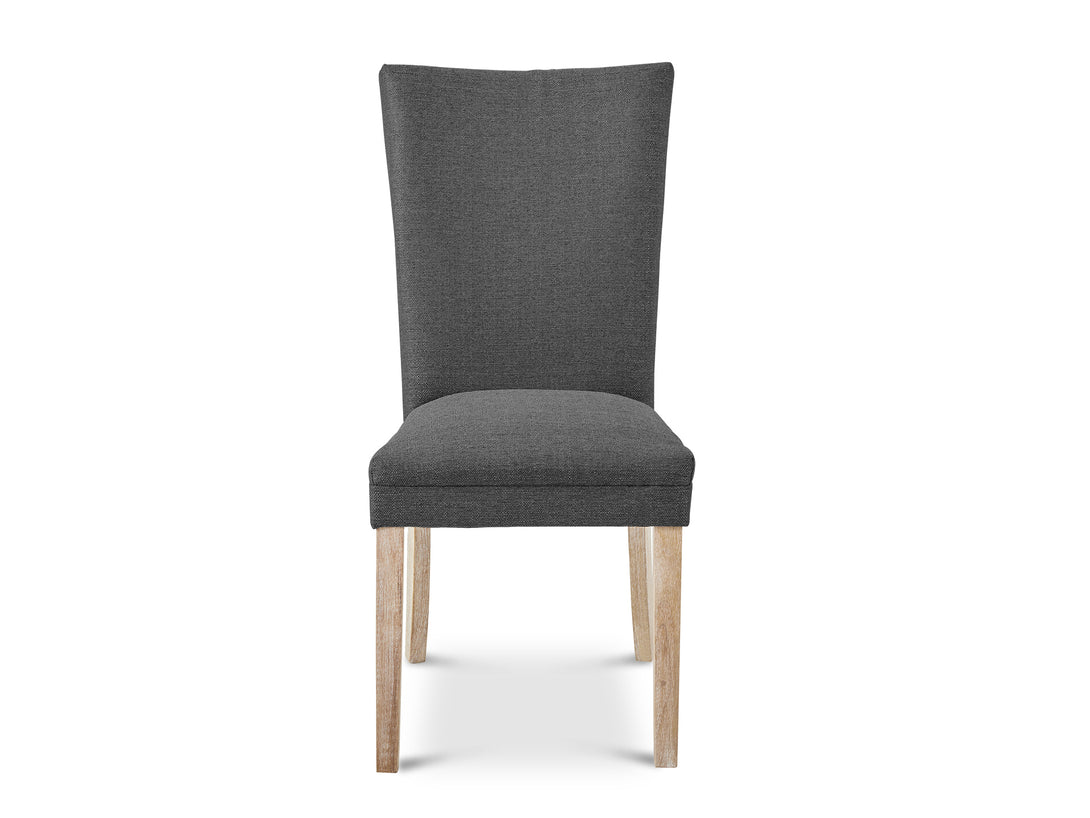Grace 4 Piece Upholstered Dining Chair in Dark Grey with solid wooden legs, perfect for any modern dining room decor.