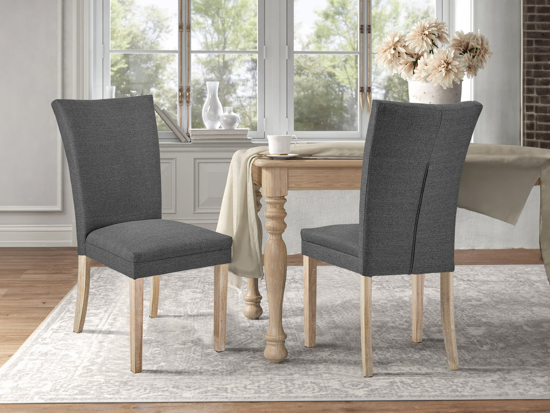 Treasurebox Grace Upholstered Dining Chair - Set of 2 - Dark Grey
