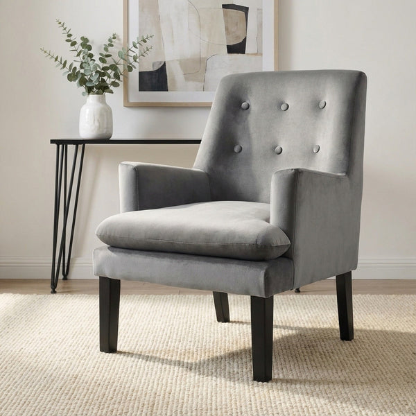 Mila Velvet Arm Chair - Grey
