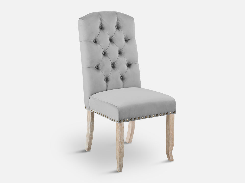 LAYLA 6PCS Velvet Dining Chair - GREY