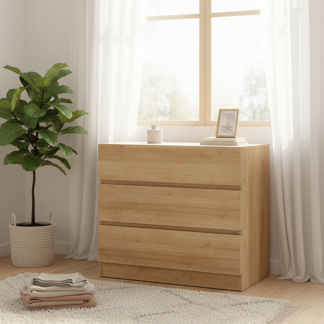 Harris 3 Drawers Tallboy - Oak