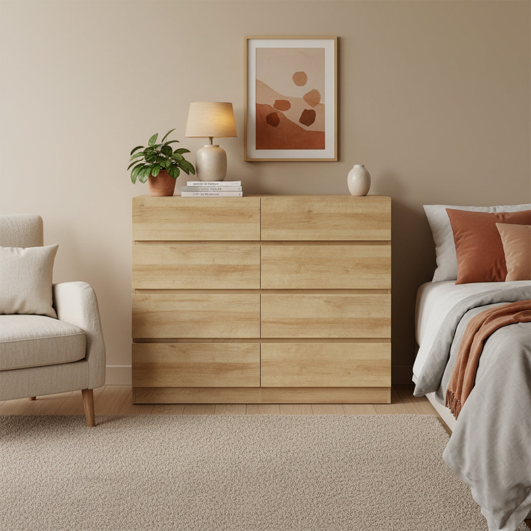 Harris 8 Drawers Low Boy - Oak