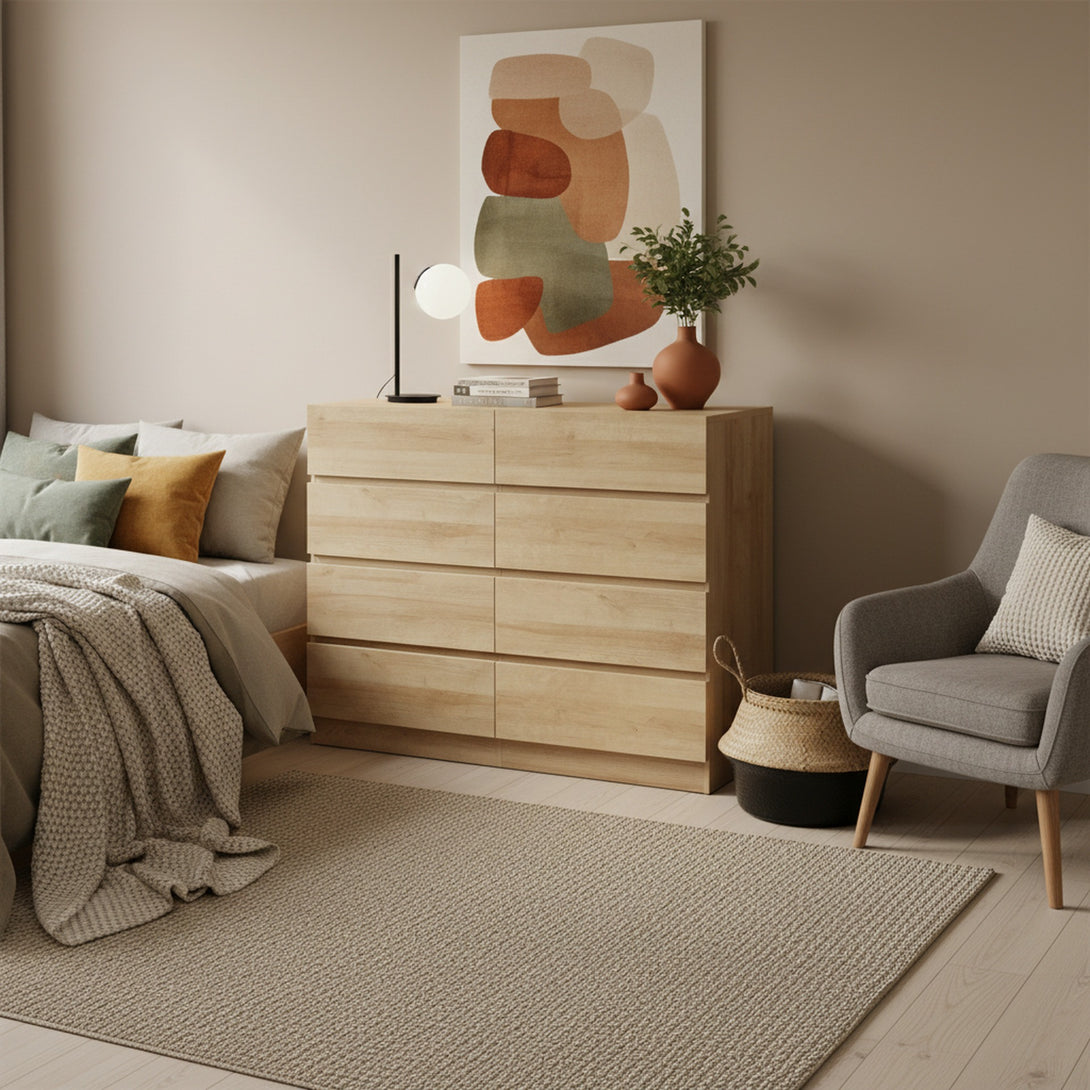 Harris 8 Drawers Low Boy - Oak