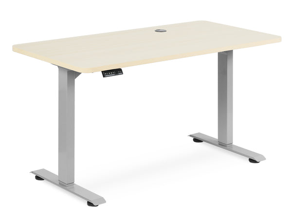 Bennie 140CM dual motor electric standing desk in beige with adjustable height and memory settings.