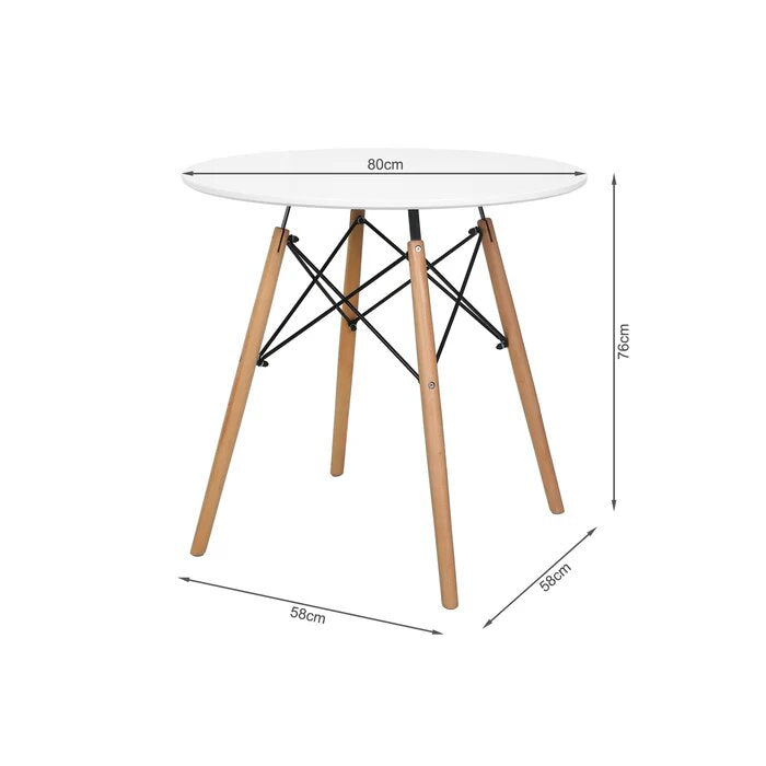 CENA 3 Piece Round Dining Set - White