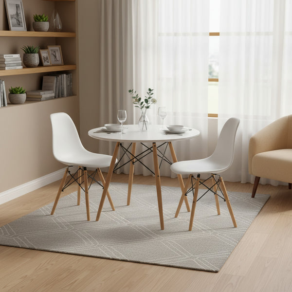 CENA 3 Piece Round Dining Set - White