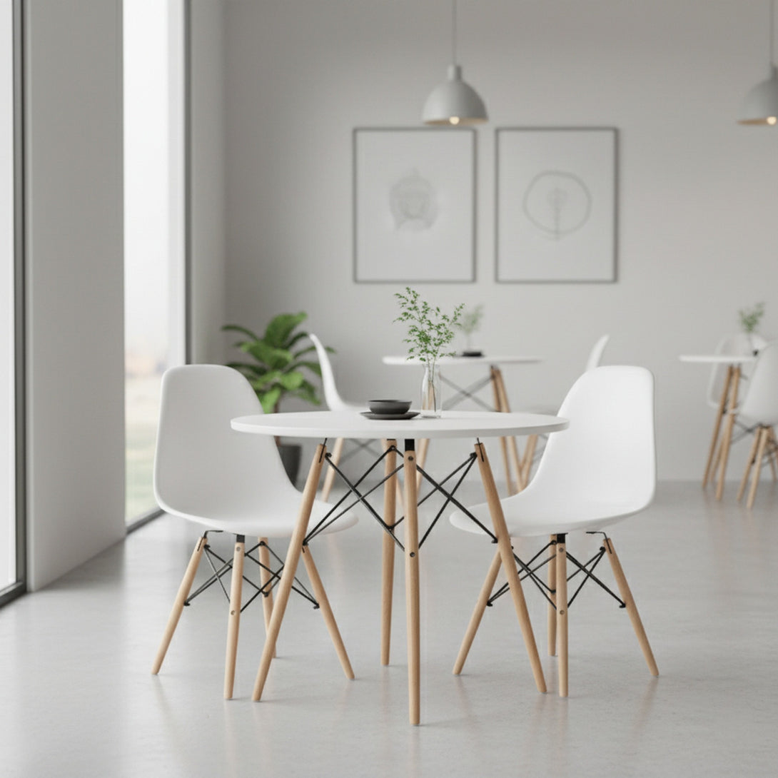 CENA 3 Piece Round Dining Set - White