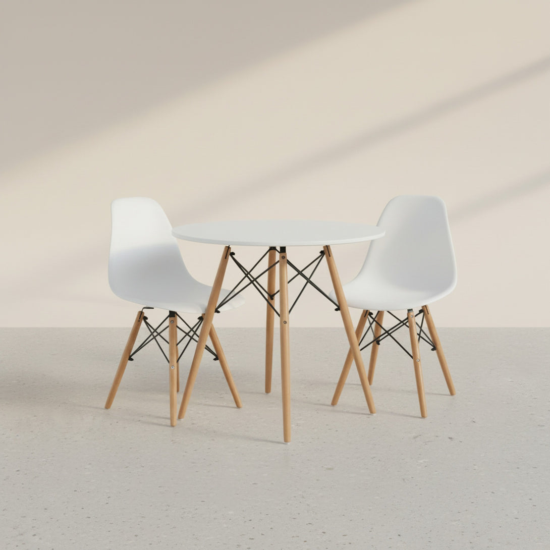 CENA 3 Piece Round Dining Set - White