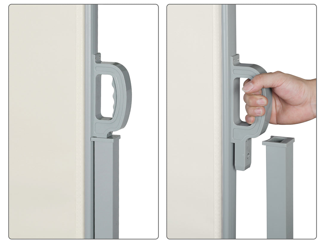 Toughout retractable side awning screen shade with easy-grip handle for quick deployment and storage.