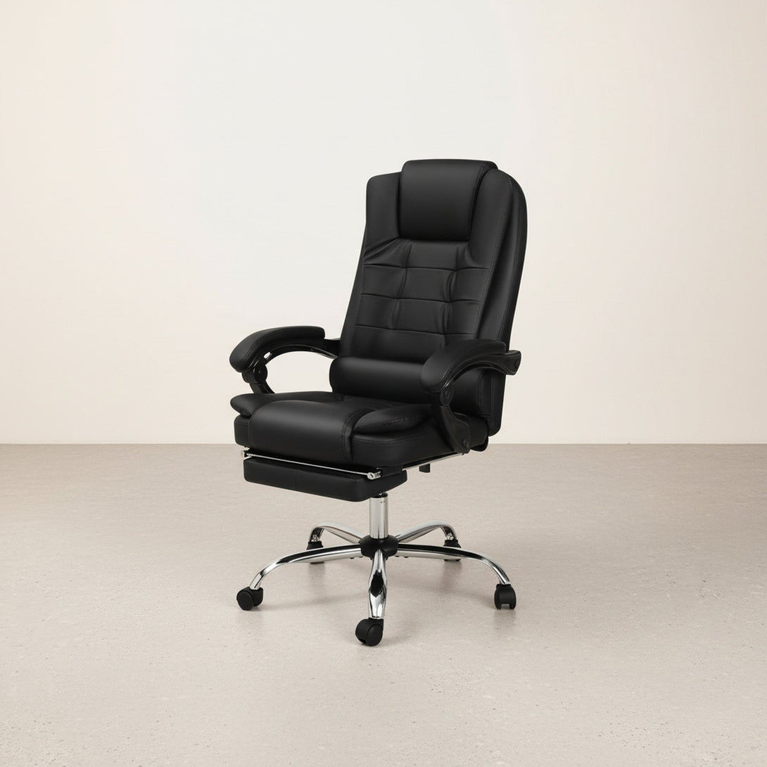 Dois Office Chair with Footrest - Black