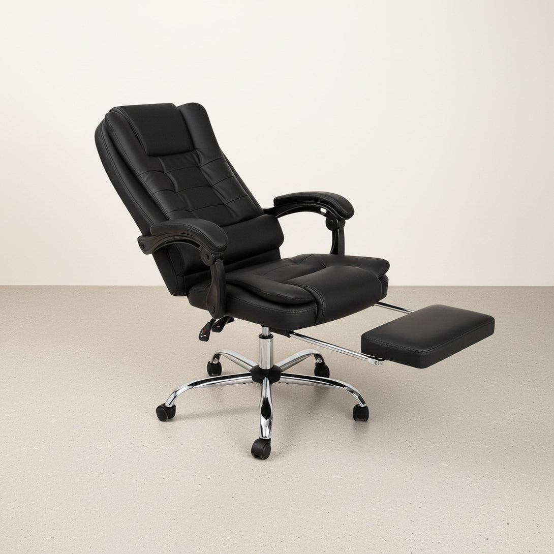 Dois Office Chair with Footrest - Black