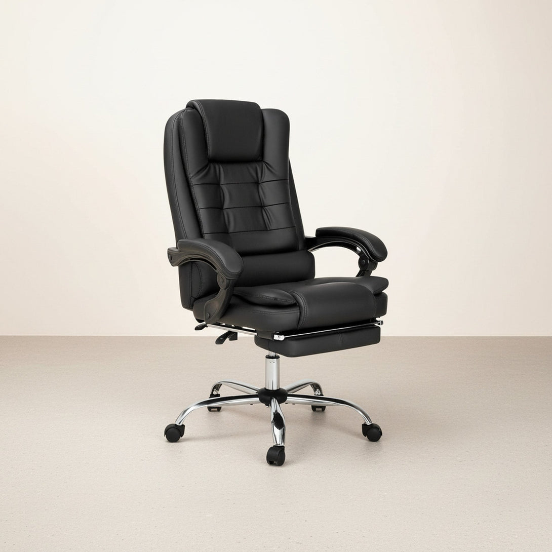 Dois Office Chair with Footrest - Black