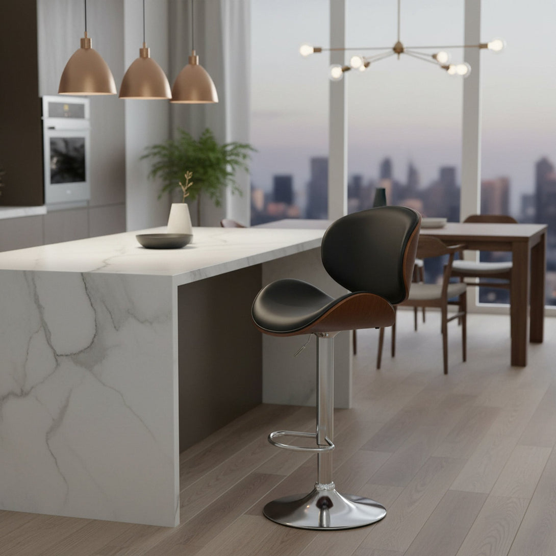 Foti Swivel Bar Stool - Black