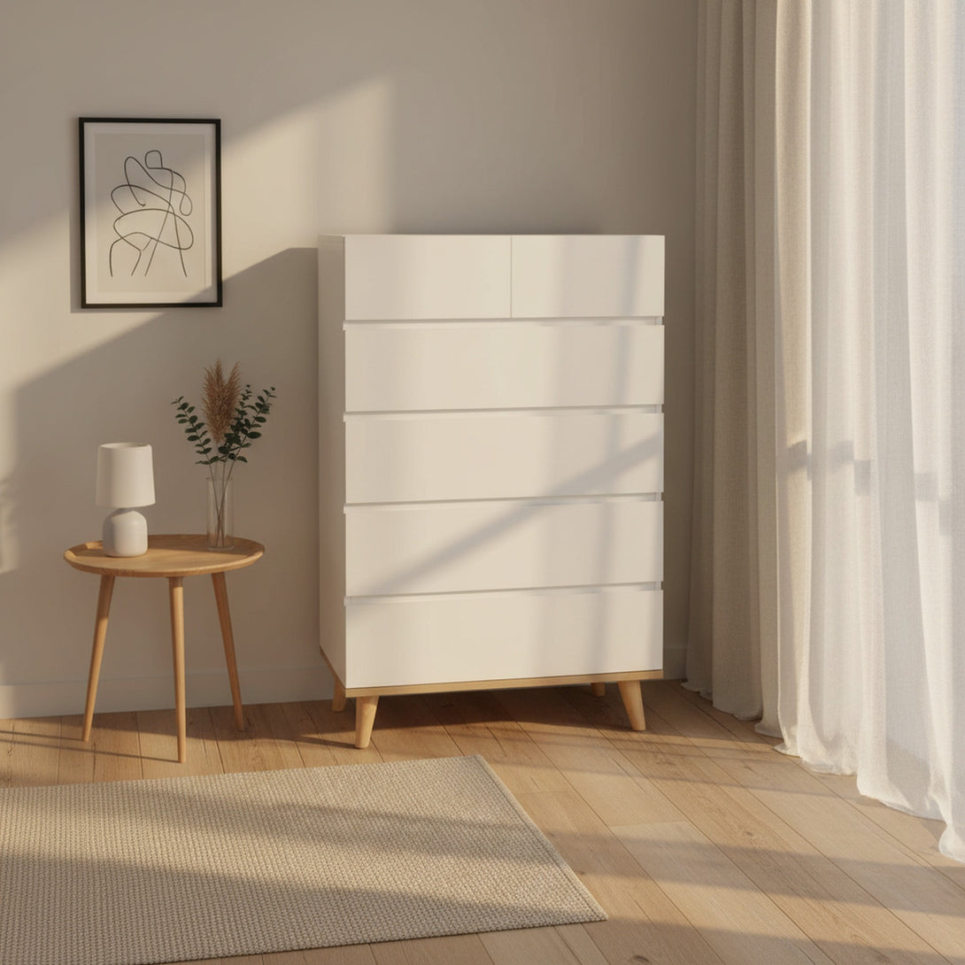 Hudson 6 Drawers Tallboy - White