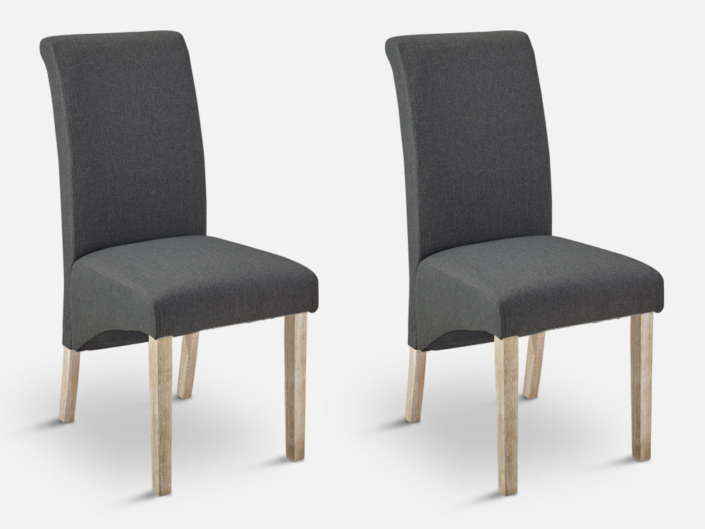 Treasurebox LOLA 2PCS Upholstered Dining Chair - DARK GREY
