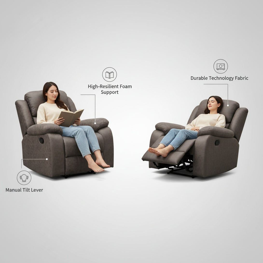 Wilson Manual Recliner Chair - Brown