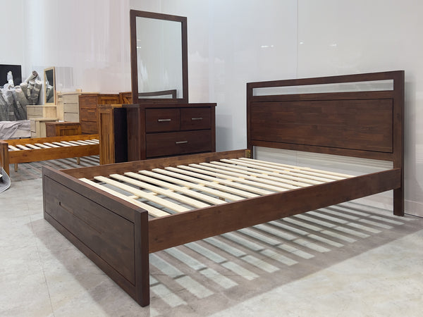 Hensley Solid Wood Queen Bed Frame - Rain Oak