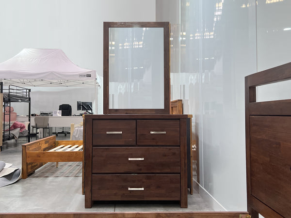 Hensley Solid Wood 4 Drawer Dresser with Mirror - Rain Oak