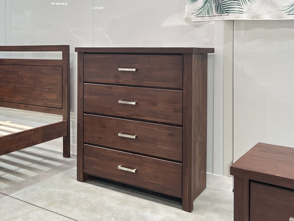 Hensley Solid Acacia Wood 4 Drawer Tallboy - Rain Oak