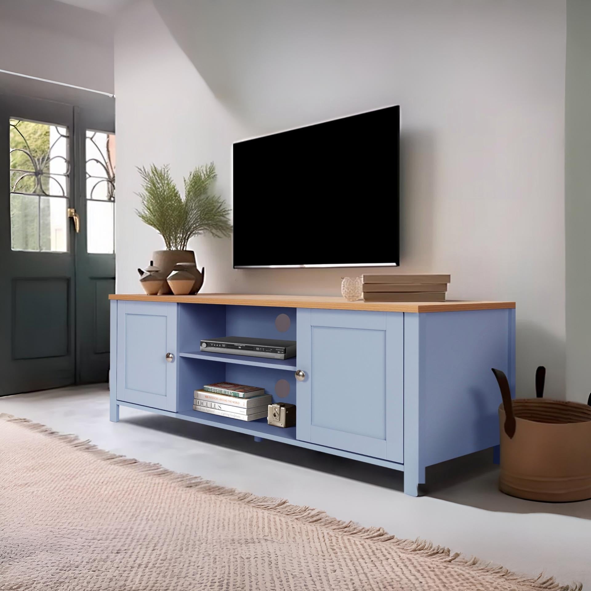 Atlas Wooden 1.2m Entertainment Unit - Blue Grey – Treasurebox