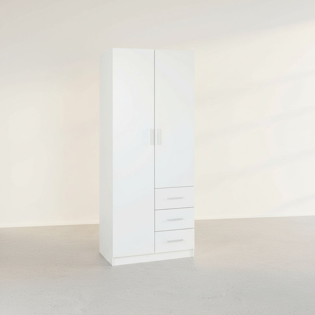 Tongass 2 Door Wardrobe with 3 Drawers - White