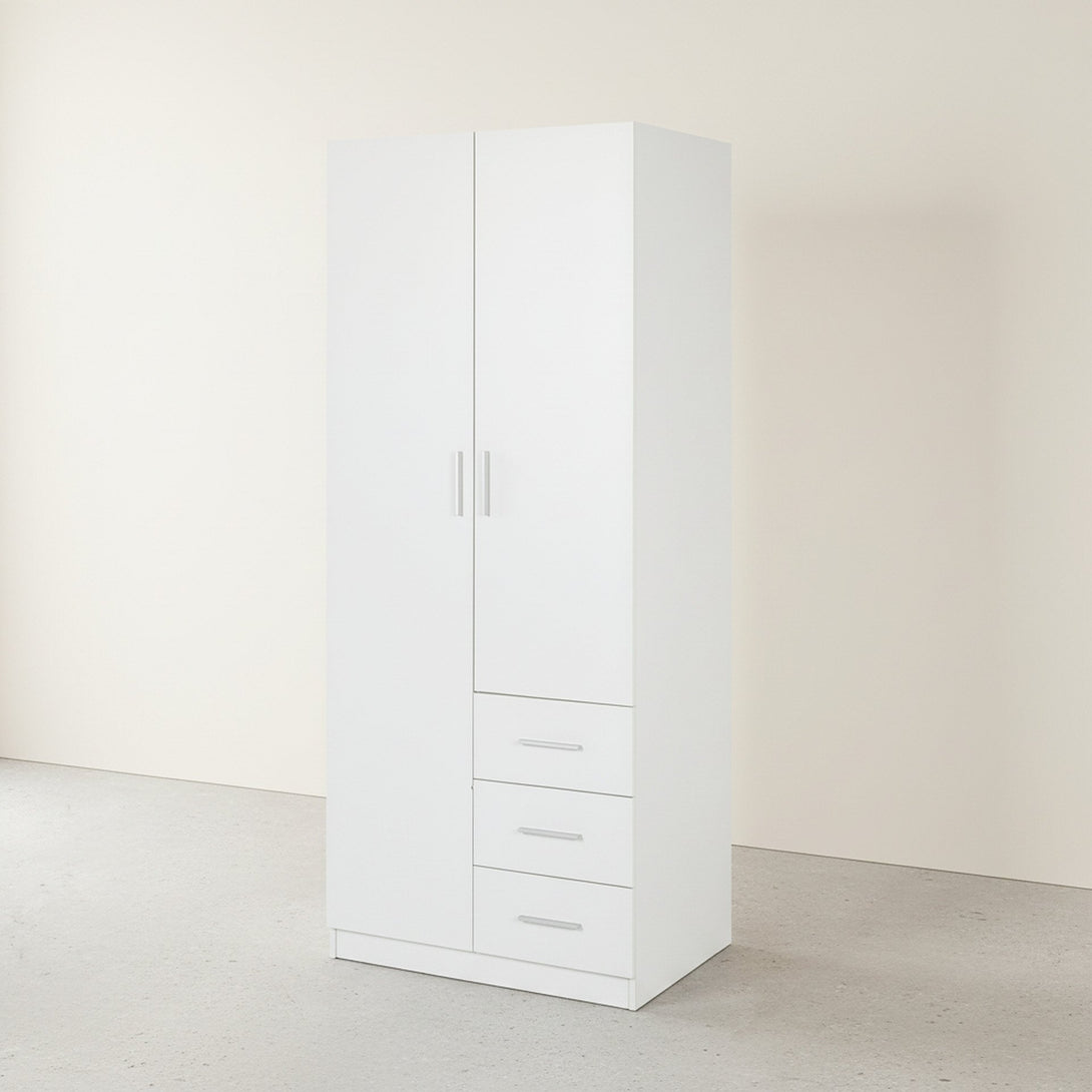Tongass 2 Door Wardrobe with 3 Drawers - White
