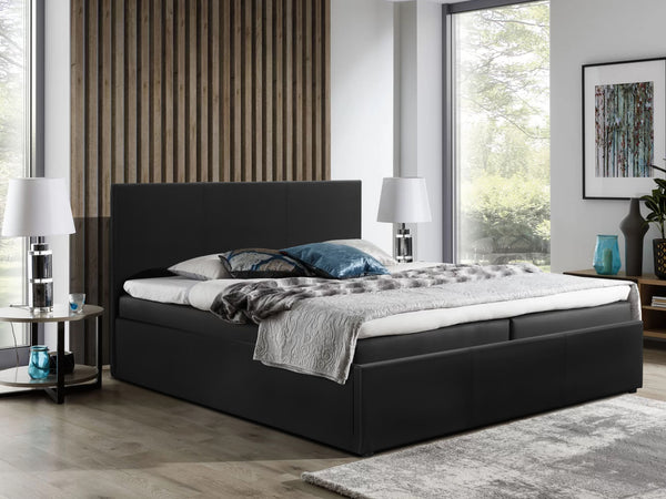 Carbine Double PU Gas Lift Storage Bed Frame - Black
