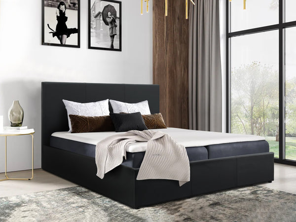 Carbine Queen PU Gas Lift Storage Bed Frame - Black