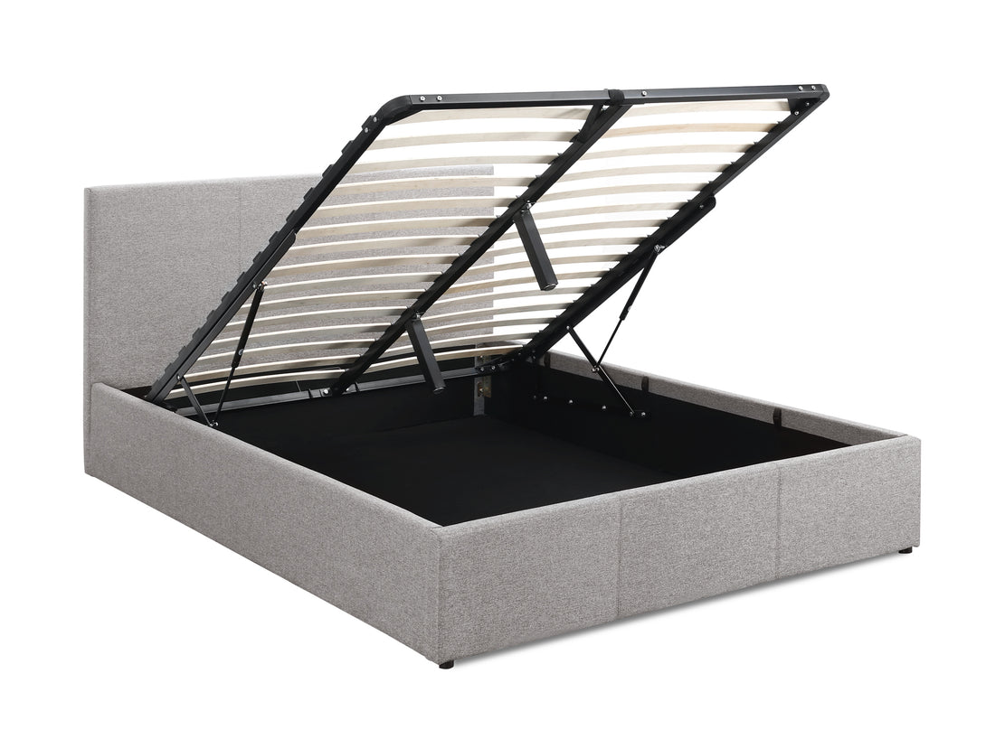 Carbine Queen Gas Lift Storage Bed Frame - Light Grey