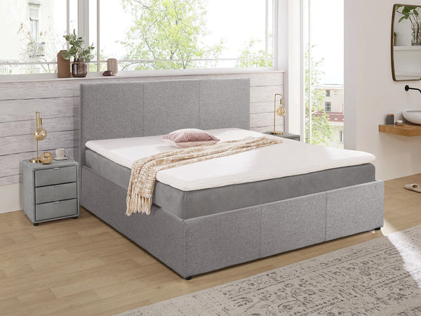 Carbine Queen Gas Lift Storage Bed Frame - Light Grey