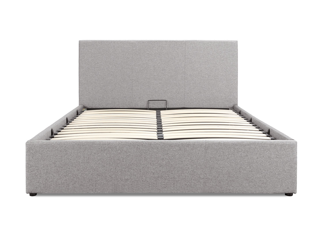 Carbine Queen Gas Lift Storage Bed Frame - Light Grey