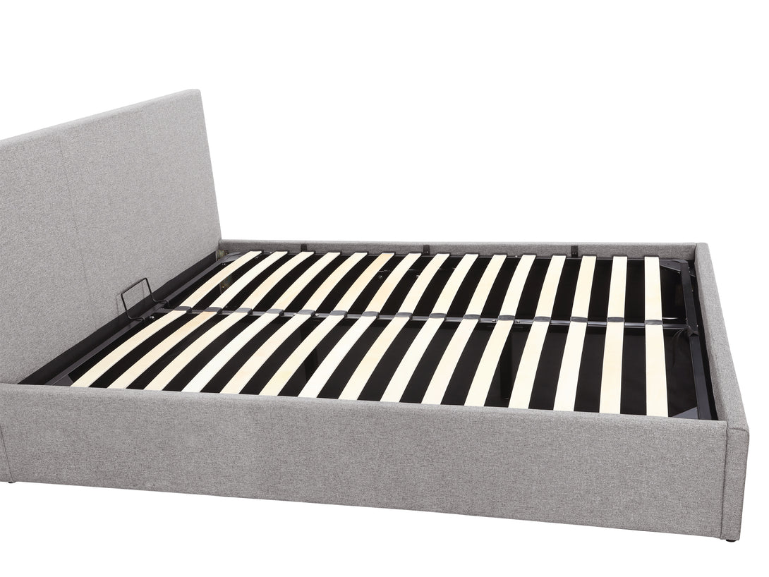 Carbine Queen Gas Lift Storage Bed Frame - Light Grey