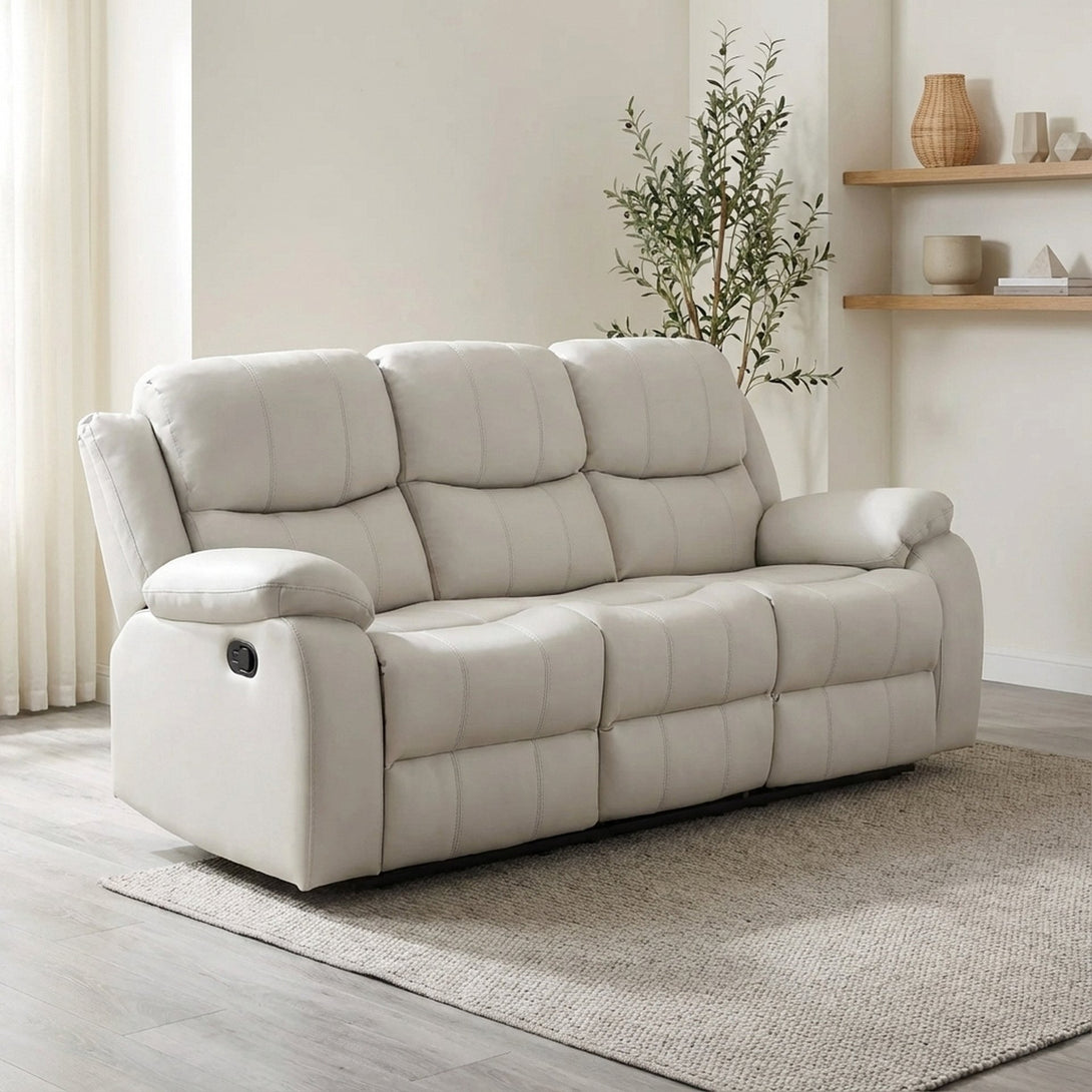Wilson Manual 3 Seater Recliner Sofa - Beige