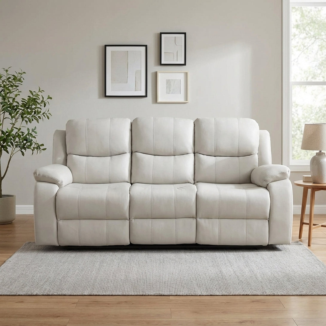 Wilson Manual 3 Seater Recliner Sofa - Beige