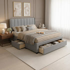 Hopkins Queen Velvet Bed Frame with Storage - Grey