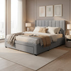 Hopkins Queen Velvet Bed Frame with Storage - Grey