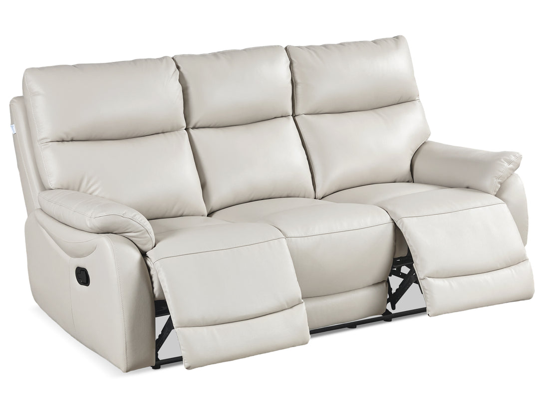 Charlton Leather 3 Seater Recliner Sofa - Beige