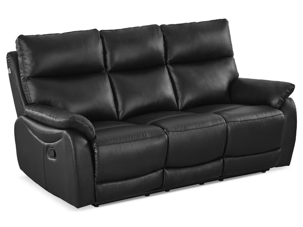 Charlton Leather 3 Seater Recliner Sofa - Black